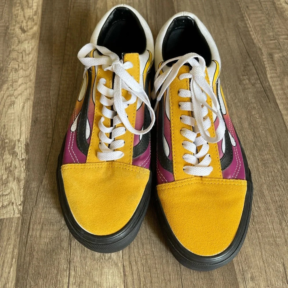 Vans Old Skool Flame Banana Black Men Sz 6.5 women 8.0